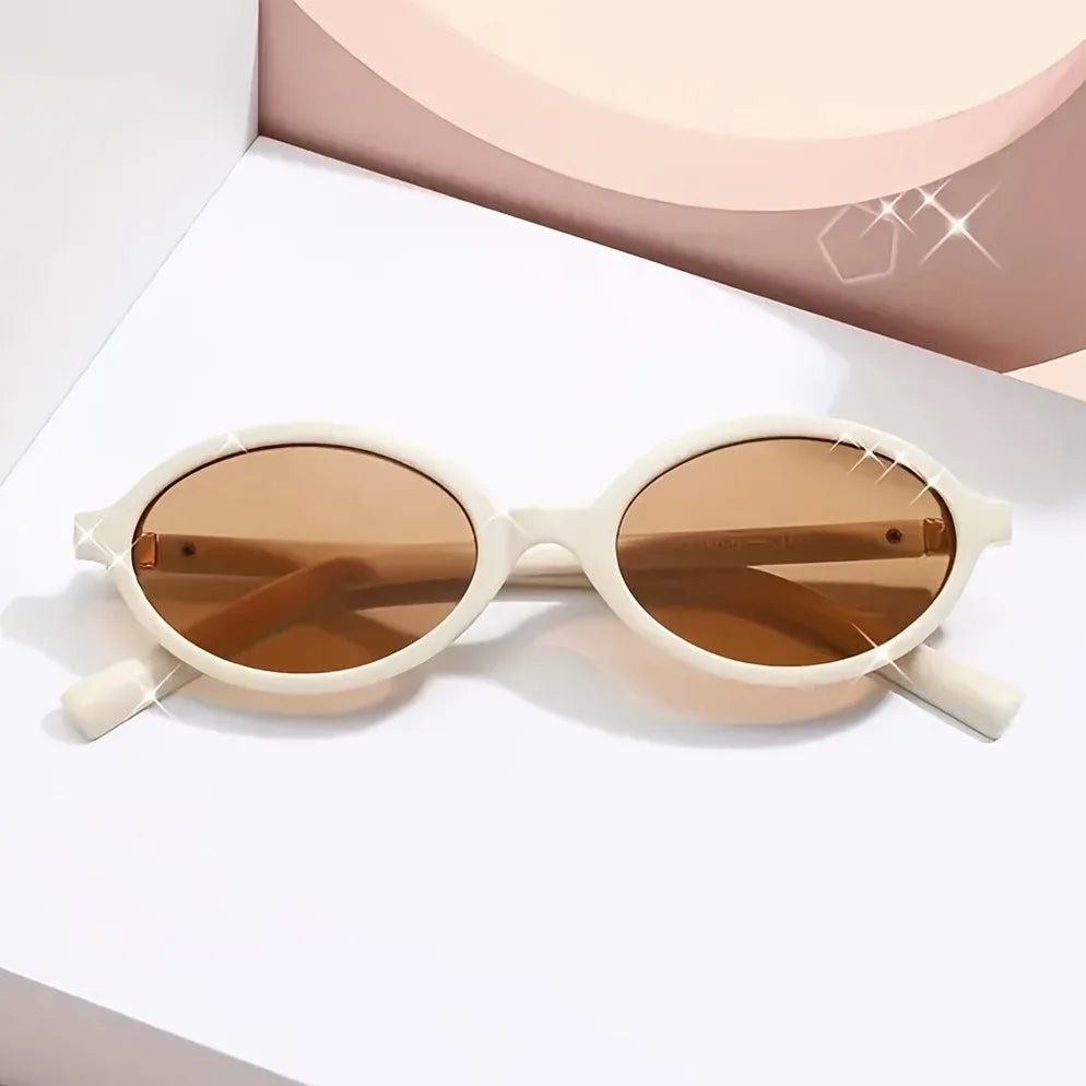 Y2K Style Oval Women'S Glasses Small Frame Fashionable Vintage with Decorate Function for Women Men