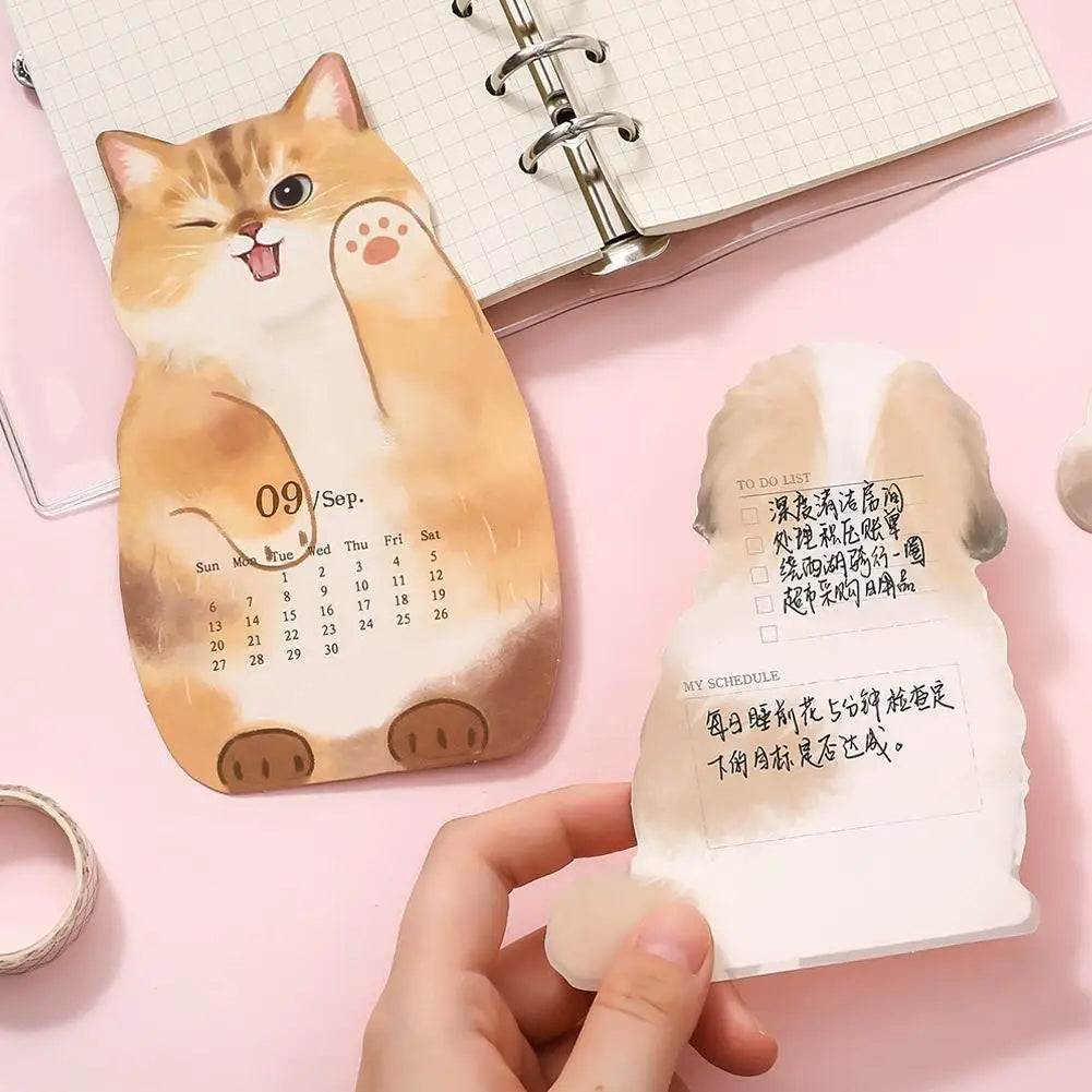 2026 Cute Cat Dog Desk Calendar Mini Desktop Calendar Notes Repeated Writing and Wiping Multi Functional Desktop Decoration ﻿