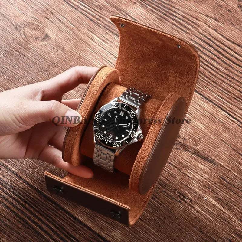 Watch Travel Case PU Leather Watches Leather Box Vintage Watch Storage Organizer-Secure Storage Vintage Watch Display Organizer