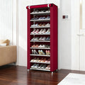6-10 Tier Burgundy Heavy-Duty Shoe Cabinet with Lid - Easy to Assemble, Vertical Shoe Rack, Can Accommodate 18-30 Pairs of Shoes, Suitable for Dormitories, Schools, Home Storage, Shoe Storage Organizer, Shoe Rack Organizer, S
