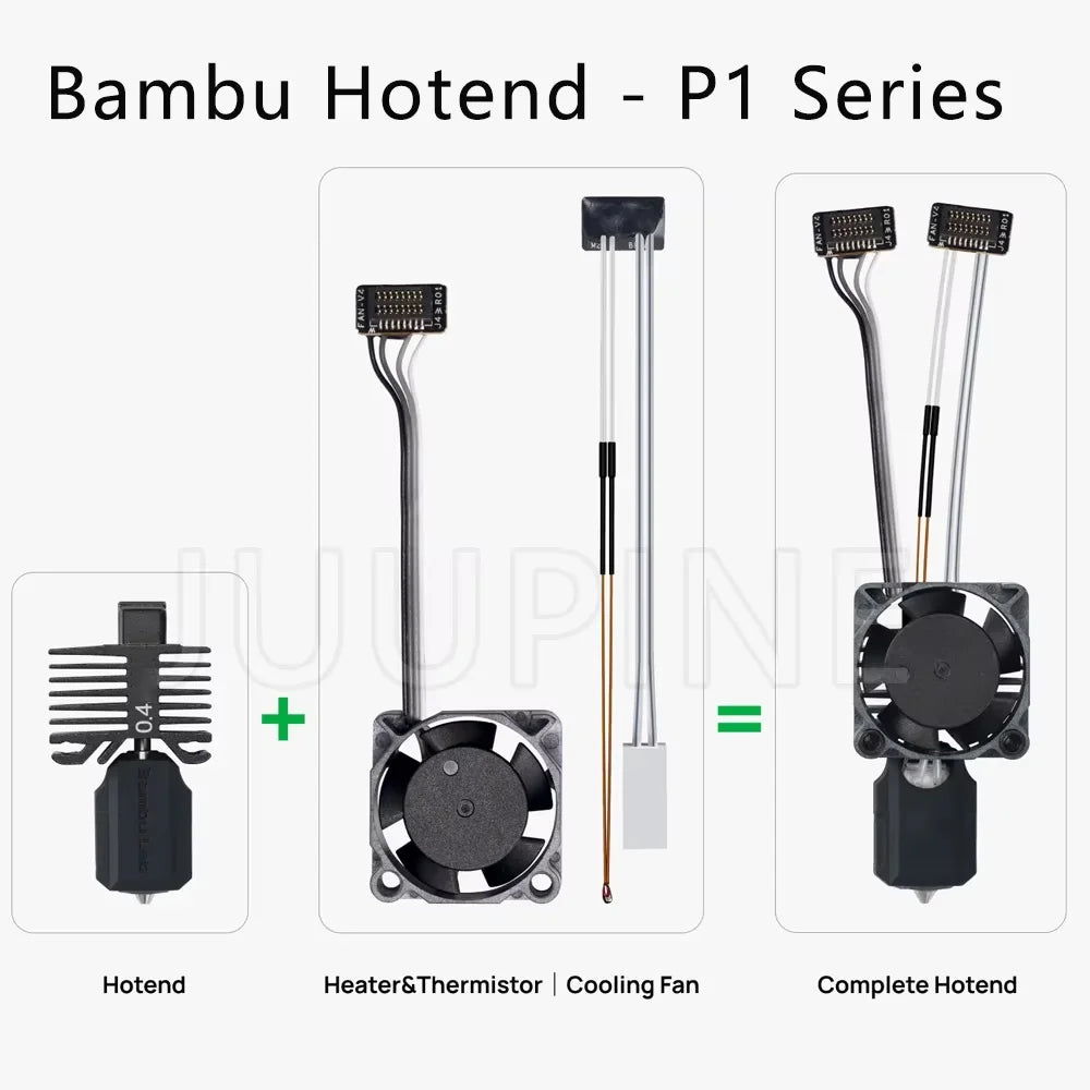 Original Complete Hotend Assembly Hotend For Bambu Lab X1 X1C P1P P1S with Fan with Nozzle Complete Bamboo Lab X1 Carbon
