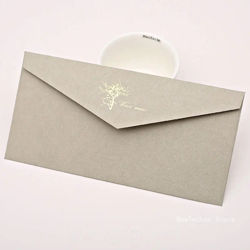 Vintage Gold Envelopes for Invitations Kraft Paper Gift Card Window Envelope Wedding Letter Set Mailer Stationery