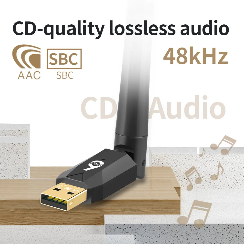 KEBIDUMEI USB Bluetooth 6.0 Adapter 200M Dongle for PC Wireless Mouse Keyboard Music Audio Receiver Transmitter Bluetooth