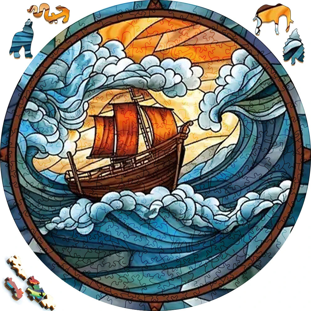 Wooden Puzzle Mandala Animal Jigsaw Puzzles For Kids Surprise Toys Creative Games Round Shaped Wood Puzzle With Educational game