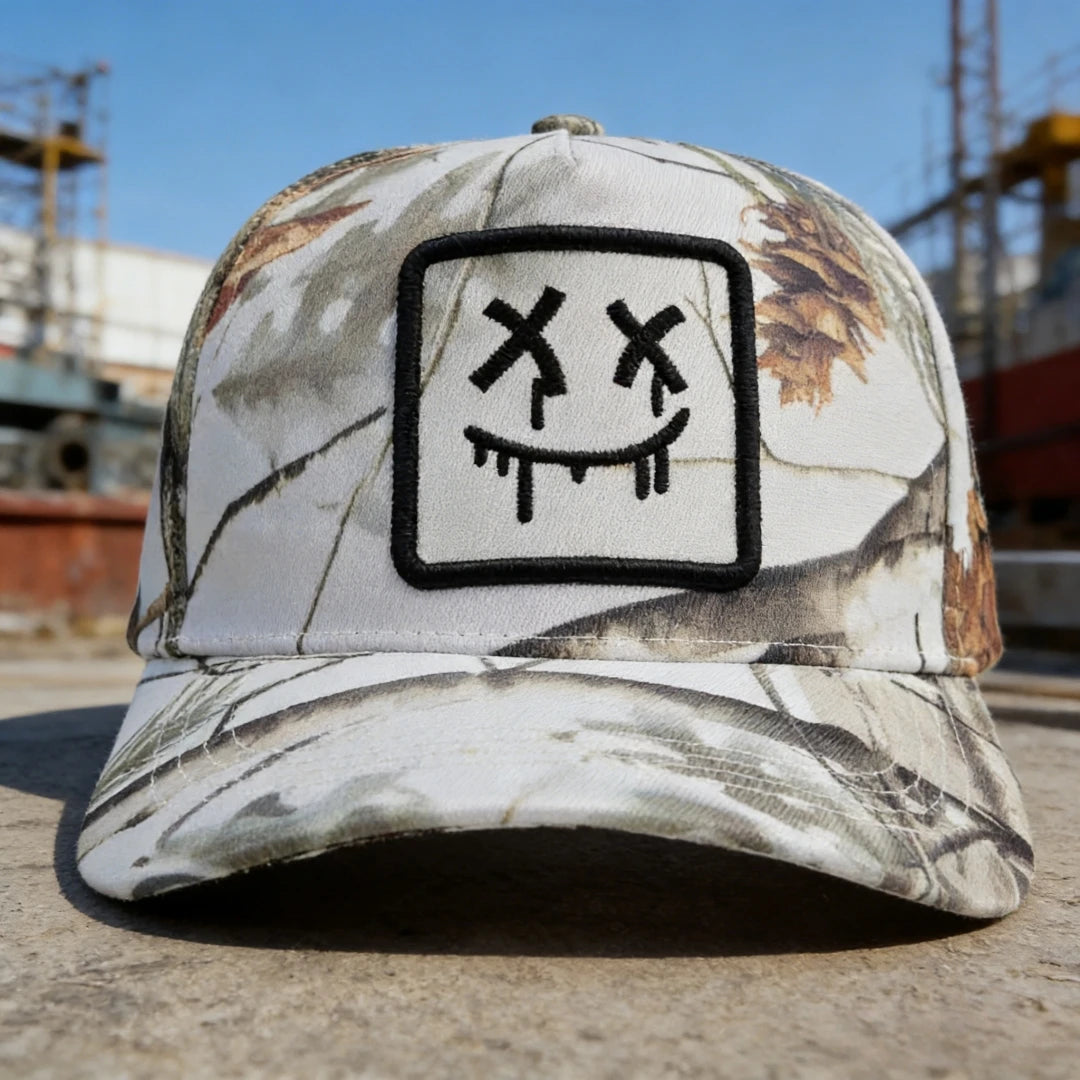 Fashionable camouflage hat with unique embroidery design - stand out in summer style, ideal for casual outings, paired with swim