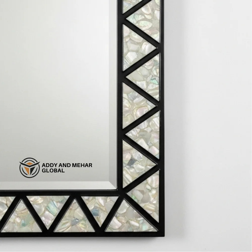 Luxury Square MDF Inlay Wedding Art Deco Eco-Friendly Handmade Wall Mirror 5.0mm Thick Black Geometric Frame