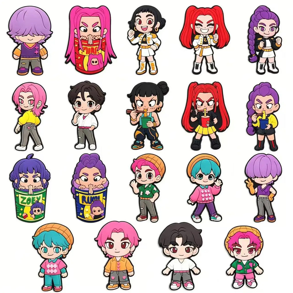 19Pcs Potdemiel K-POP Series Shoe Charms For Slides Sandals, PVC Shoe Decorations Accessories For Birthday Gift Party Shoe Pins
