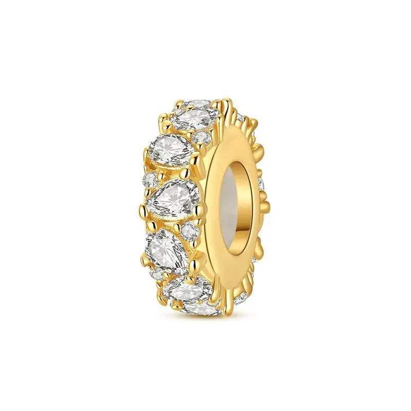Gold Plated CZ Charms Fit Original Bracelet 925 Sterling Silver Core Heart Star Flower Dangle Beads Luxury DIY Jewelry Gift