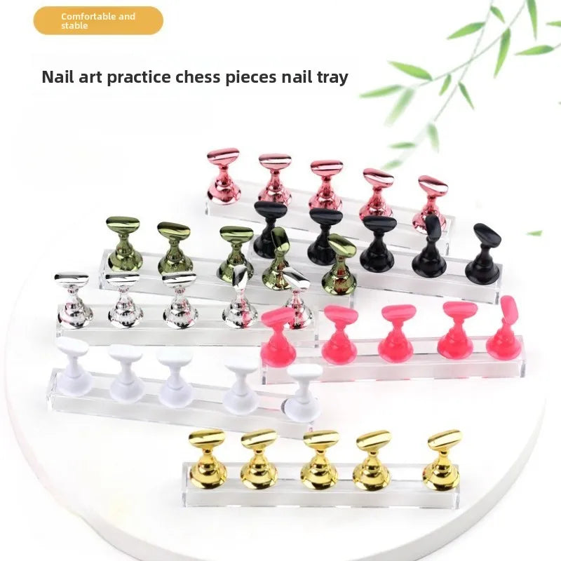 5pcs Nail Holder False Nail Tip Practice Stand Crystal Base Magnetic Holder Nail Art Display For Art Salon DIY & Practice Tools