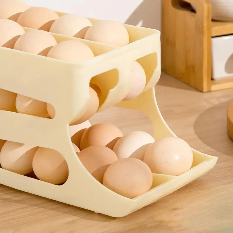 Automatic Rolling Egg Dispenser 3 Tiers Double-row Egg Dispenser Organizer Auto Rolling Fridge Egg Cartons For Kitchen accessory