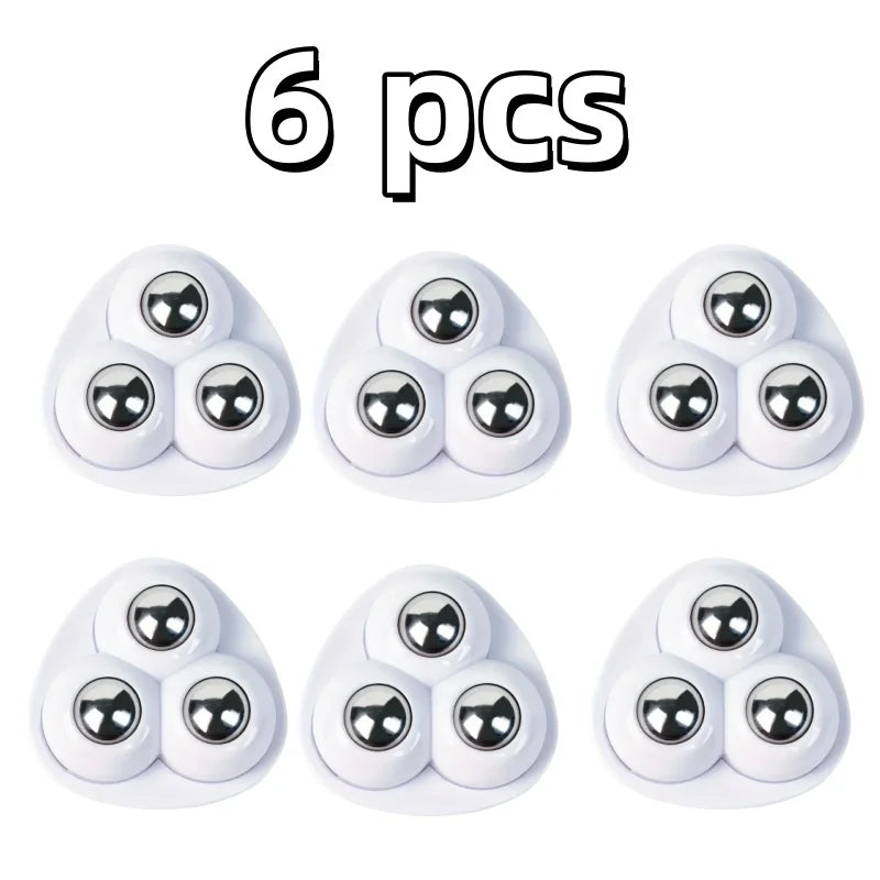 6pcs Adhesive Wheels w/ Stainless Bearings - 360° Rotating Casters for Kitchen & DIY (Easy Install, Compact & Sturdy)