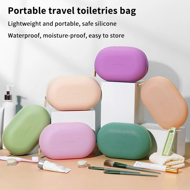 Portable Large Capacity Silicone Cosmetic Bag Waterproof Soft Moisture-proof Storage Wash Bag For Home Travel