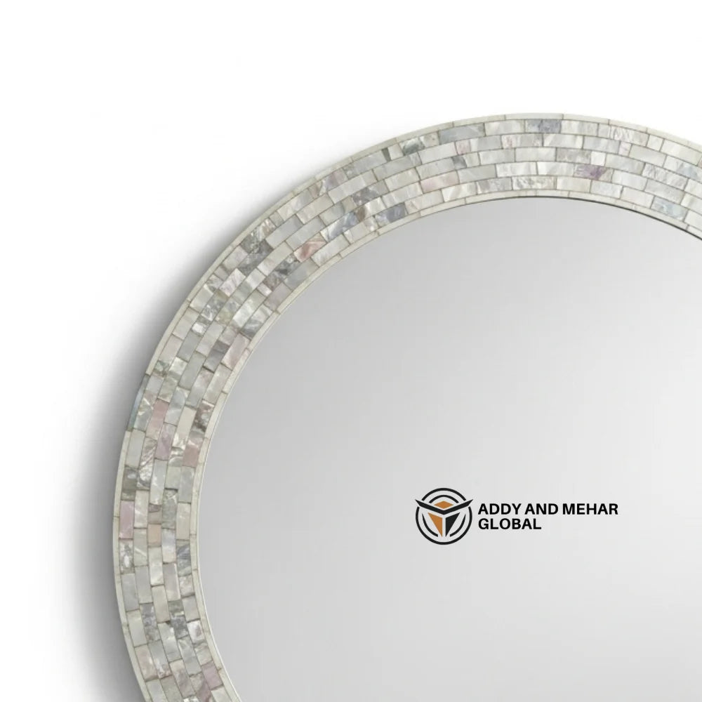 Luxury Square MDF Inlay Art Deco Decorative Wall Mirror Handmade Shell Mosaic Curved for Premium Home & Hotel Wedding Decor