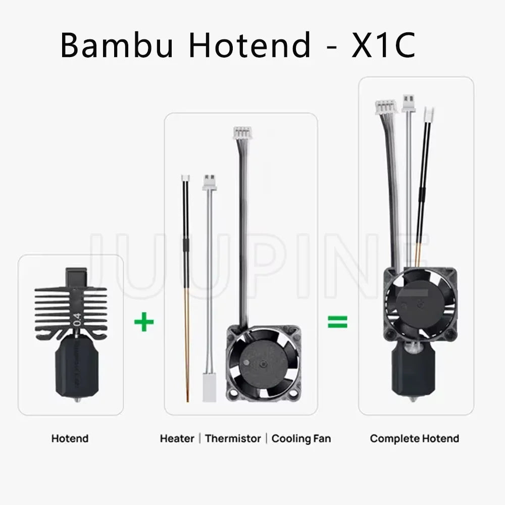 Original Complete Hotend Assembly Hotend For Bambu Lab X1 X1C P1P P1S with Fan with Nozzle Complete Bamboo Lab X1 Carbon