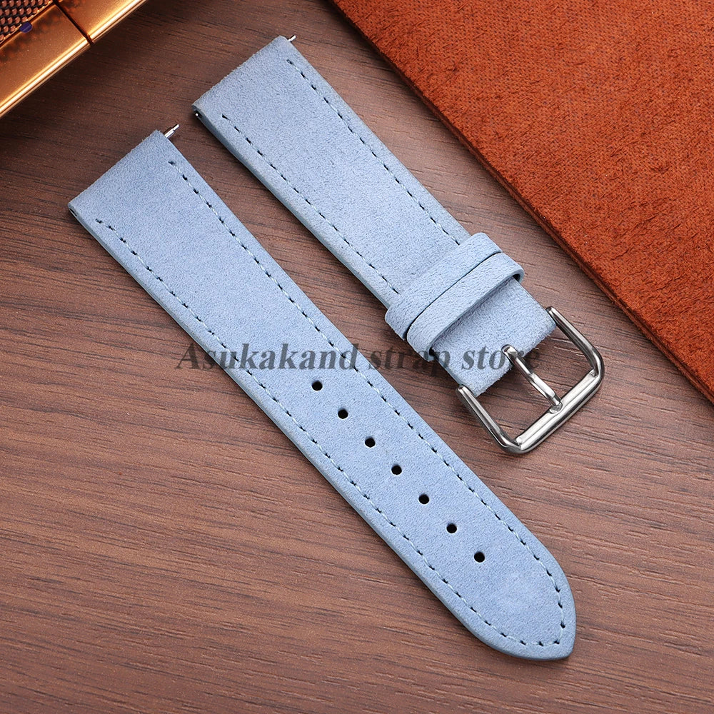 Vintage Suede Leather Watch Band Cowhide Bracelet 18mm 19mm 20mm 22mm For Omega For Seiko for Huawei Watch Sport Watch Strap