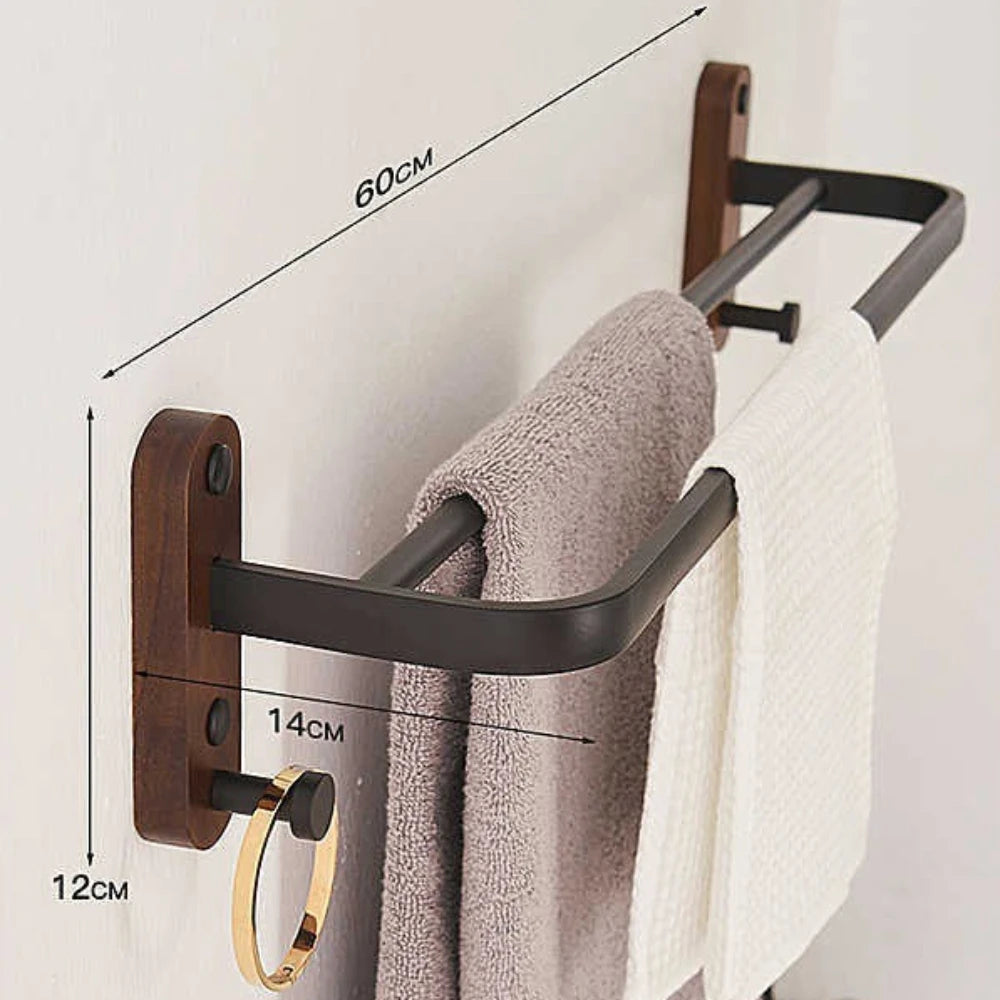 Walnut Wood Black Bathroom Hardware Set Bathroom towel rack Towel Rack Toilet Paper Holder Towel Bar Shelf  Bathroom Accessories
