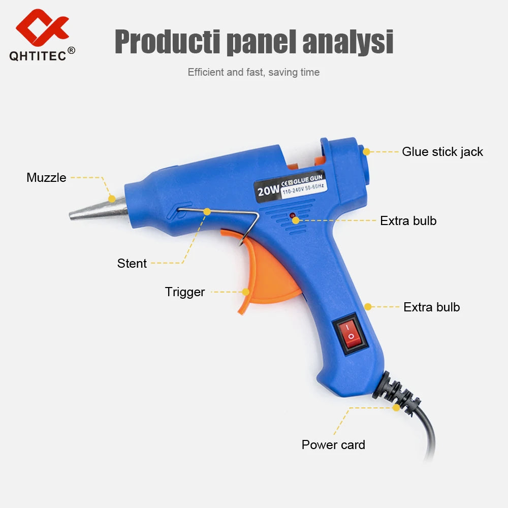 20W Hot Melt Glue Gun With 7MM Transparent Glue Stick Mini Gun Home Electric Heat Temperature Gun Repair Tools Special Stick Set