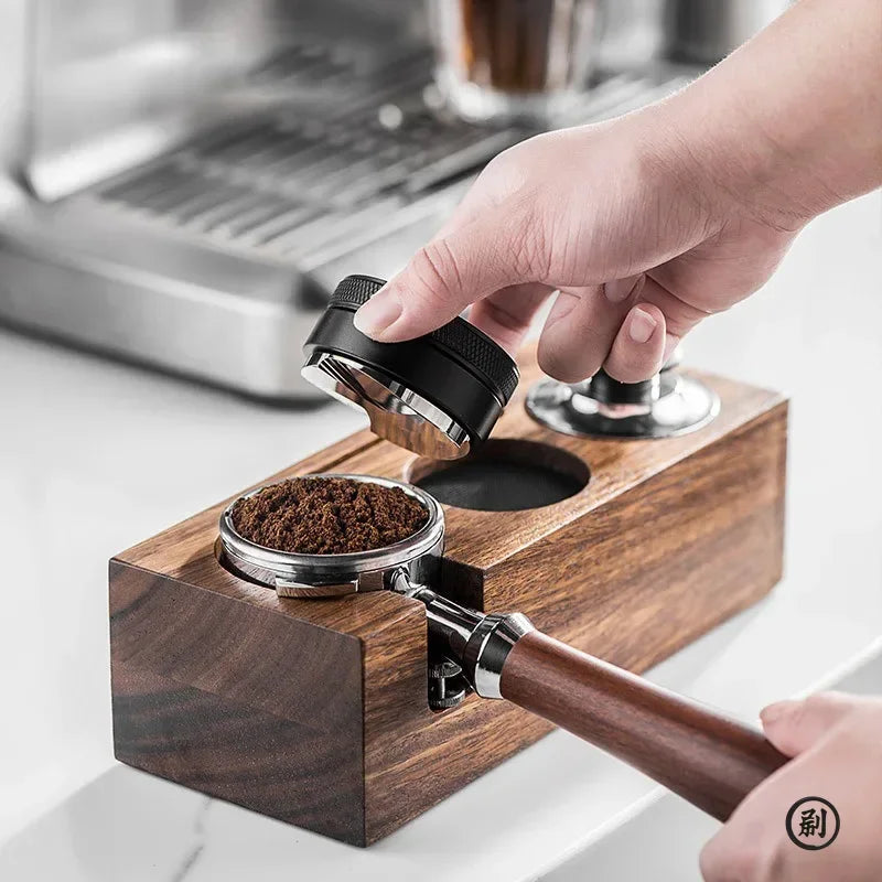 Coffee Tamper Station Stand Wooden Non-slip Espresso Holder Coffee brush Filter Storage Stand Barista Accessories
