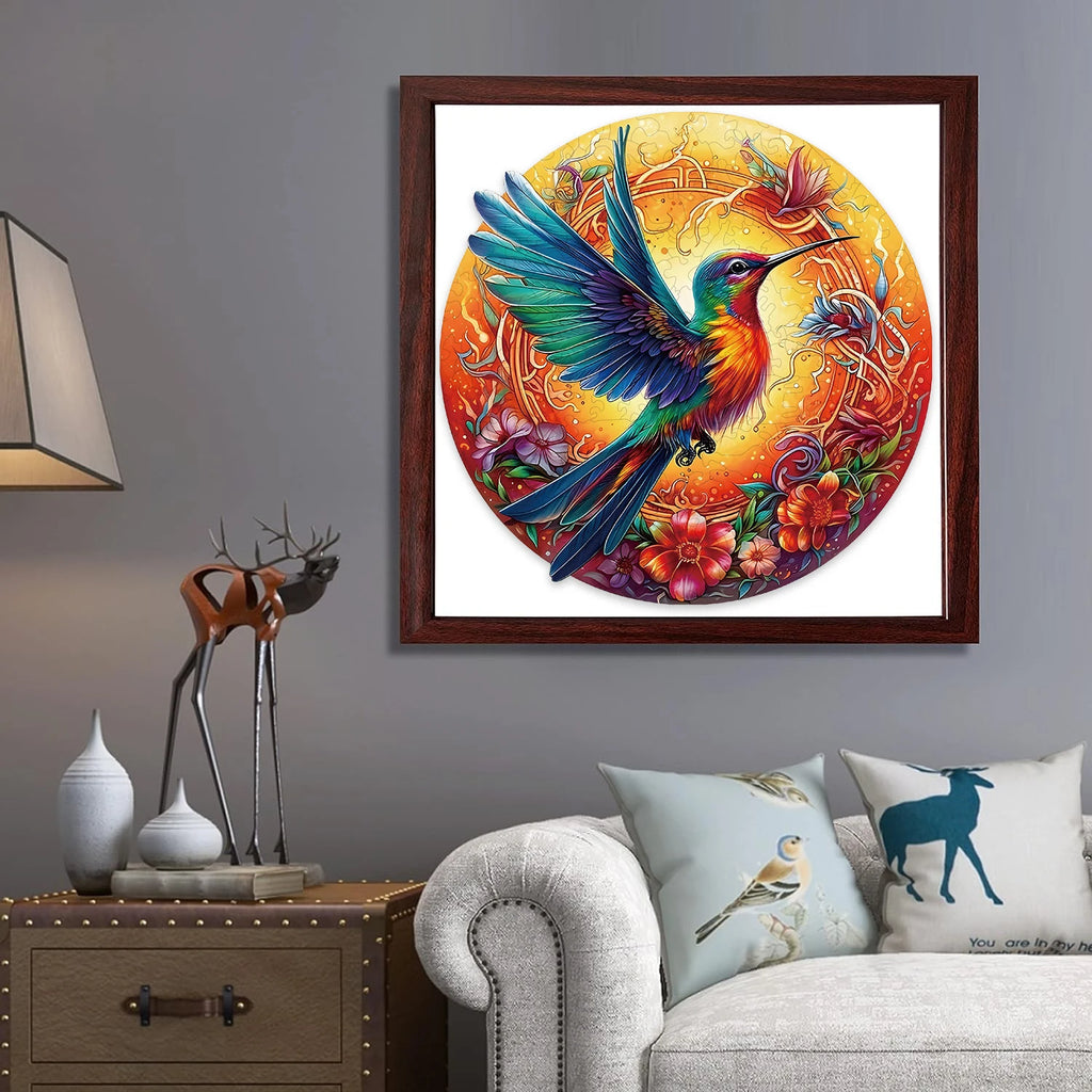 Wooden Puzzles for Adults Mandala Hummingbird Jigsaw Puzzles Unique Shapes Bird Puzzles Great Gift for Adults and Couples on Val