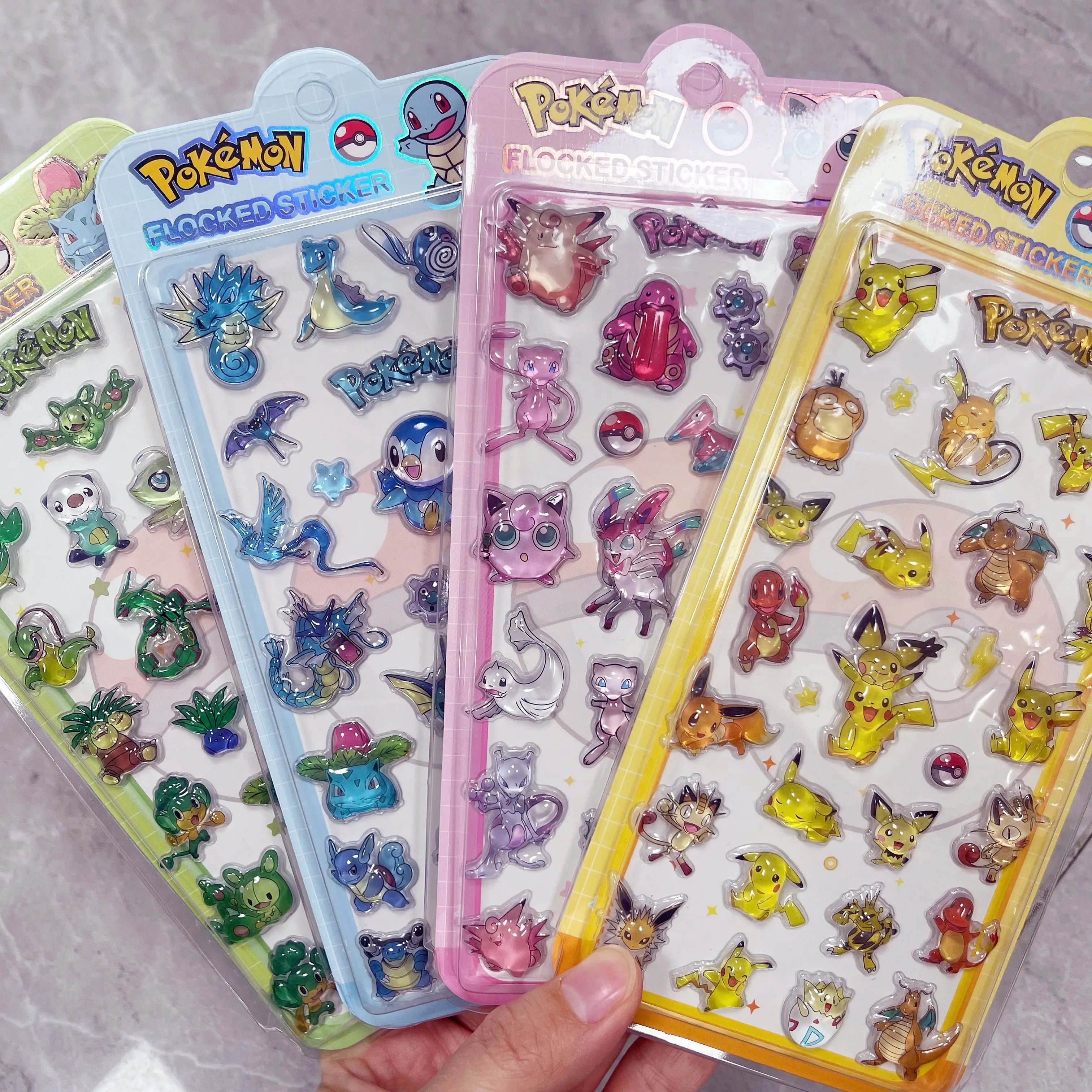 Cute Anime Pokemon 3D Resin Stickers Kawaii Pikachu Jelly Sticker Decals Crystal Decorative Sticker Phone Case DIY Kids Toy Gift