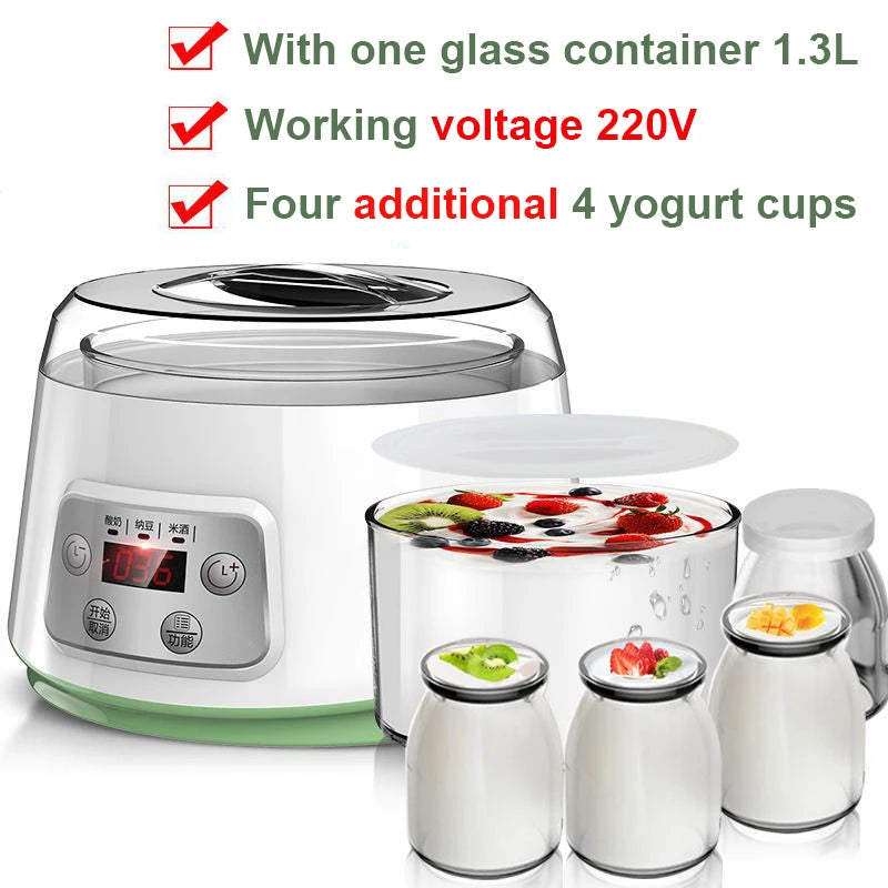DMWD Mini Electric Yogurt Maker Automatic Leben Enzyme Fermenter Yoghurt Glass Container Cups Natto Rice Wine Fermenting Machine
