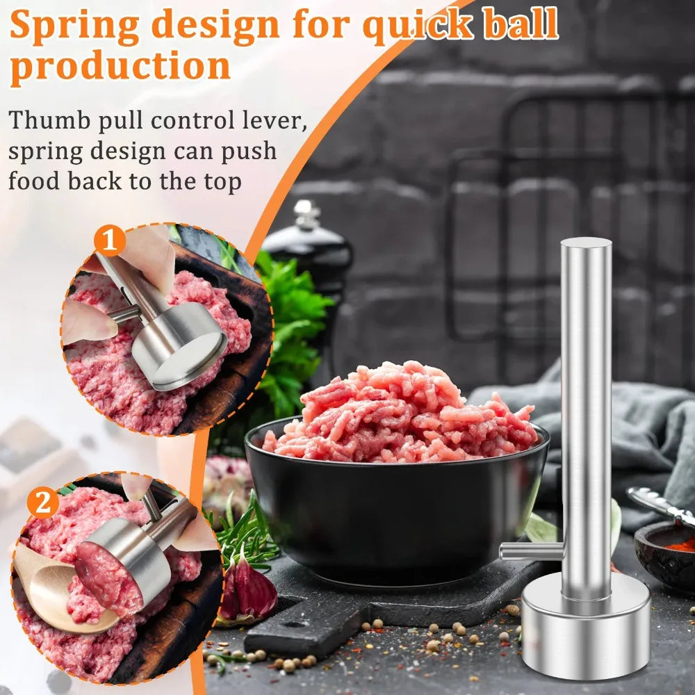 Stainless Steel Falafel Scoop Maker Meatball Press Tool Nonstick Easy to Clean Kitchen Gadget for Cookie Dough Veggie Balls ﻿