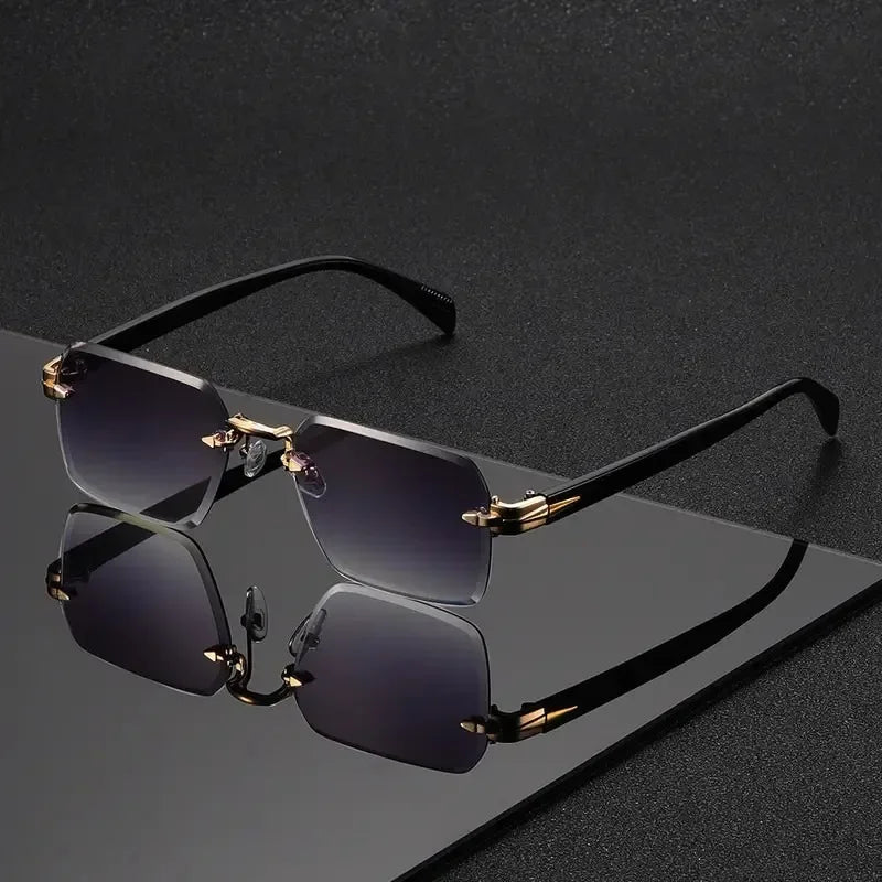 Rimless Rectangle Sunglasses for Women and Men – Fashion Small Square Frameless Shades, Summer Travel UV400 Protection Eyewear, Classic Unisex Oculos