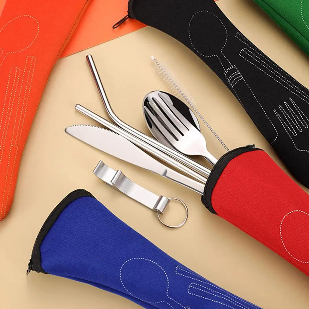Cutlery Storage Bag Travel Fork Spoon Chopsticks Stainless Steel Cutlery With Case Pouch Fork Spoon Chopstick Case