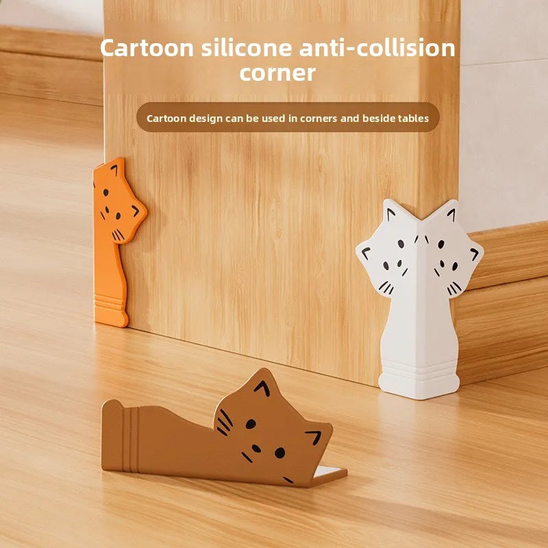 2pcs 2026 New Silicone Cartoon Corner Protectors, Full-Wrap Adhesive Guards for Table & Wall, Baby Home Safety Bumpers.