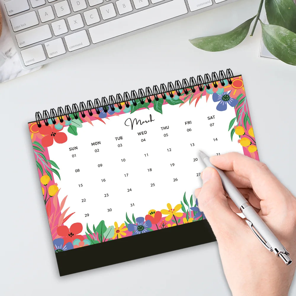 1pc 2026 Calendar ,Framed by flowers,12 Months Monthly Schedule,Desk Calendar, Perfect Gift for Birthdays ,Christmas,New Year