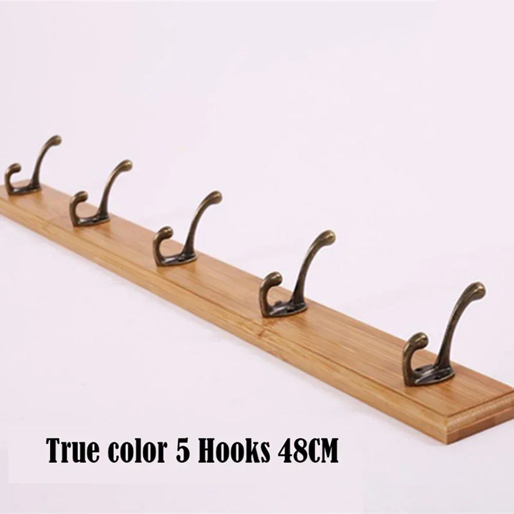 Wall Mounted Solid Wood Coat Rack with Hooks Space Saving Closet Organizer for Hats Jackets Entrance Hallway Decor Furniture