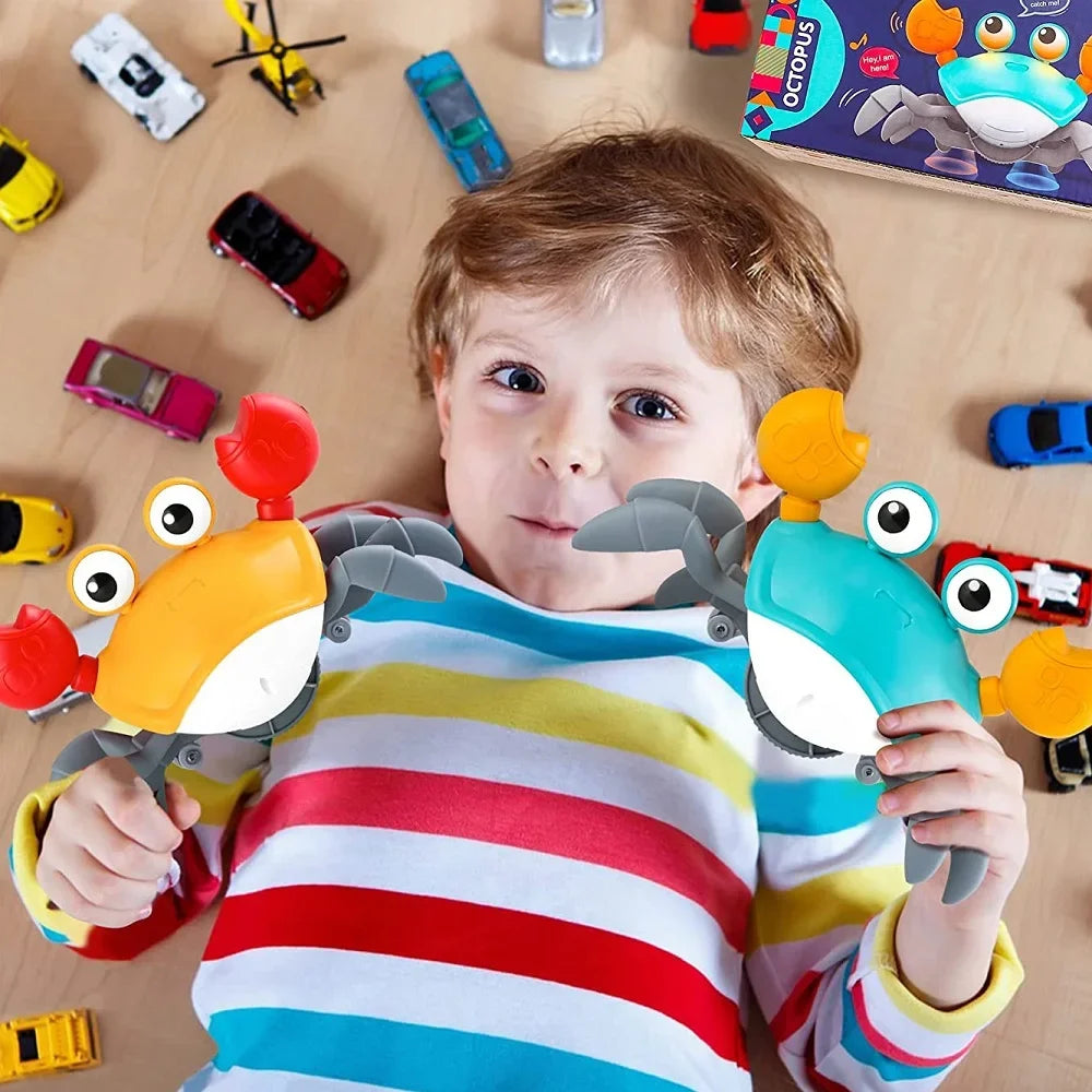 Kids Induction Escape Crab Octopus Crawling Toy Baby Electronic Pets Musical Toys Toddler Moving Avoid Obstacles Toy  No Battery