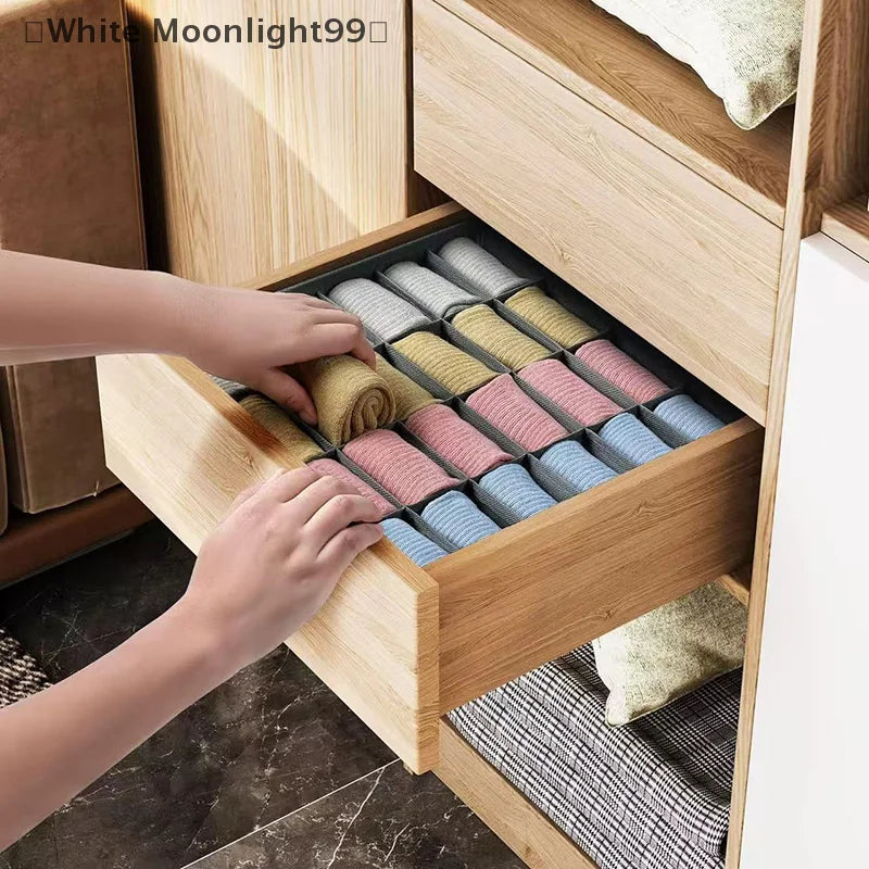 〔White〕Drawer Underwear Socks Bra Storage Box Clothes Storage Organizer Underwear Bag Wardrobe Box Cabinet Drawer Organizer