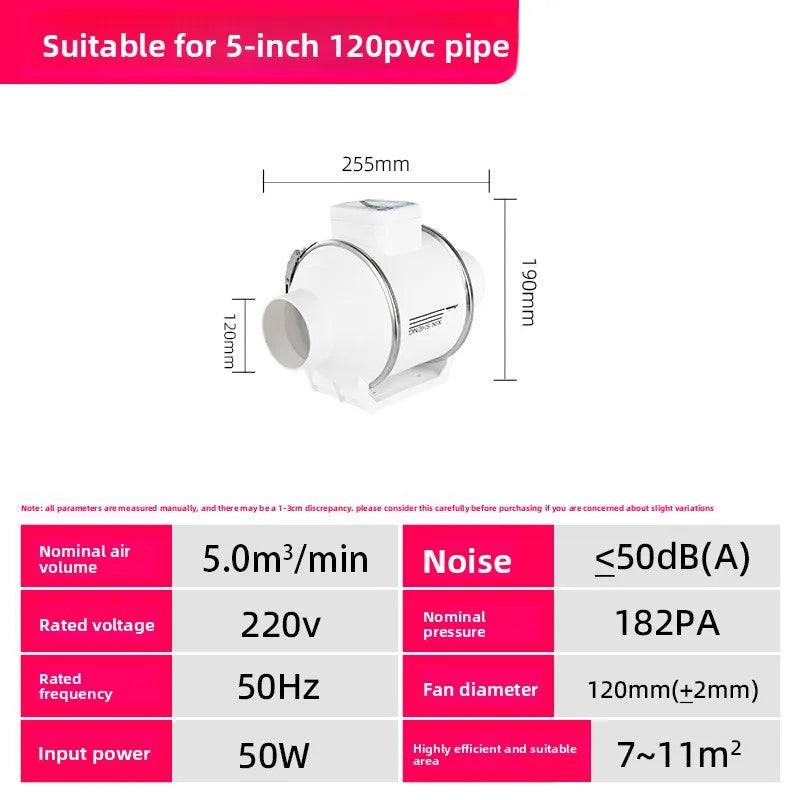 Exhaust Fan Home Mute Inline Duct Fan Bathroom Exhaust Fan Ventilation Equipment Kitchen Bathroom Wall Mounted Air Purifying Ve