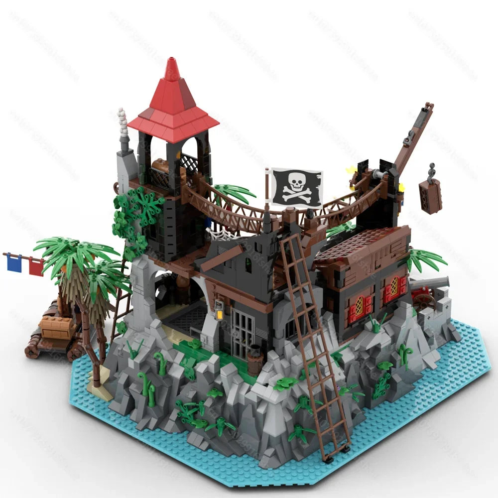 New 2446PCS medieval Pirate Series Rock Island Refuge Model DIY creative ideas child Toy Assembly Puzzle Birthday Gift MOC-6273