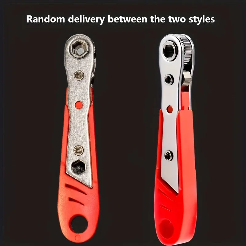 A Red Multifunctional Bidirectional Ratchet Screwdriver Right Angle Magnetic Wrench Cross Shaped Short Screw red Tool