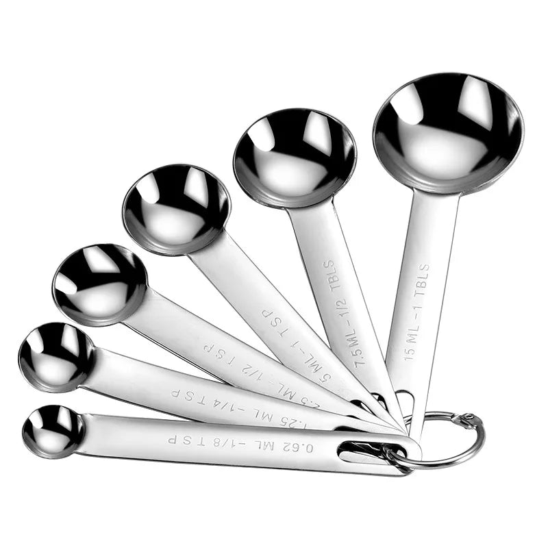 Stainless steel measuring spoon 4/6/7/8 pcs set with scale measuring ruler spoon kitchen coffee baking measuring tool set