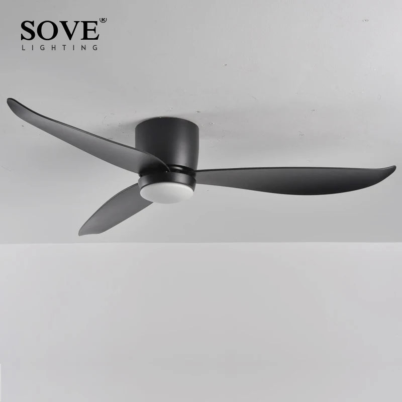 SOVE Modern Led Ceiling Fan Kitchen Living Room Dining Room Household High Air Volume Remote Control Pendant Light