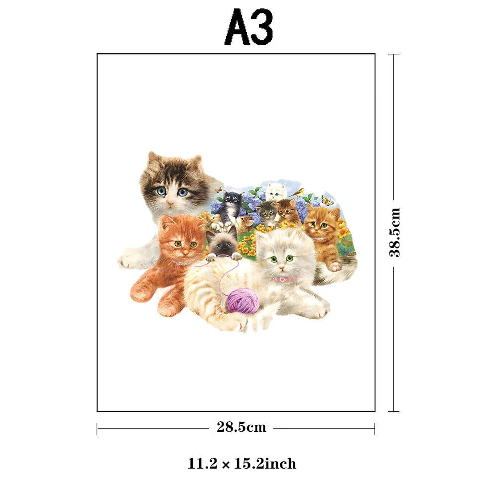 Cat Wooden Jigsaw Puzzles, Advanced Puzzle with Beautiful Gift Package, Unique Shaped Pieces, Best Gifts Family Game Home Decor