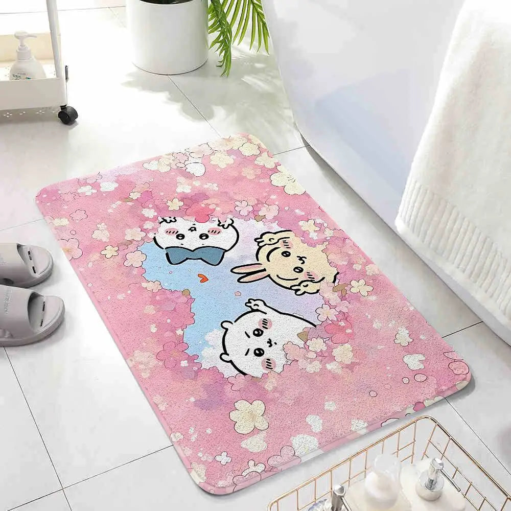Cartoon-c-chiikawaS Kawaii Floor Mats Home Laundry Rug Carpet For Living Room Decor Lounge Area Anti-slip Mat Entrance Doormat