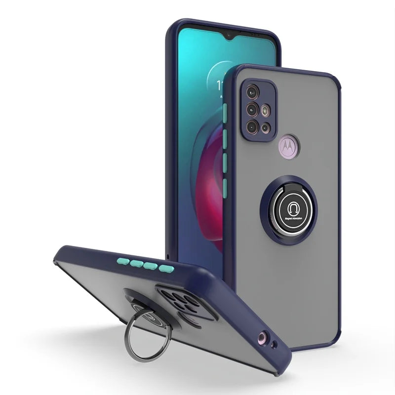 Funda For Motorola G10 G20 G30 Case Shockproof Armor Magnetic Holder Ring Case For Moto G31 G41 G51 G71 Hard PC Matte Back Cover