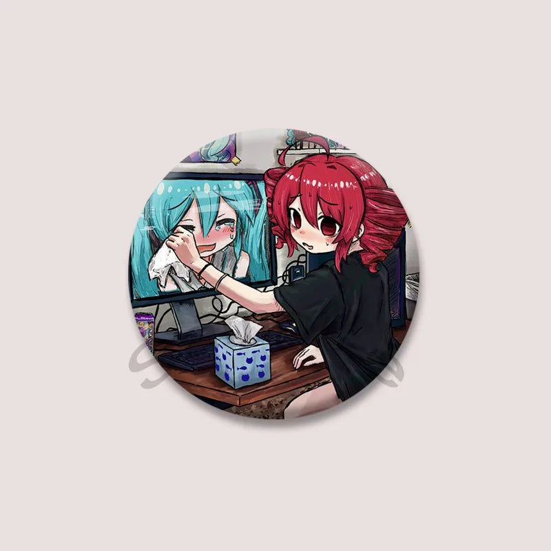 Kasane Teto Badge, Cute UTAU Anime Round Button Pin, Vocaloid Cosplay Brooch for Backpack Clothes, Collectible Gift for Fans
