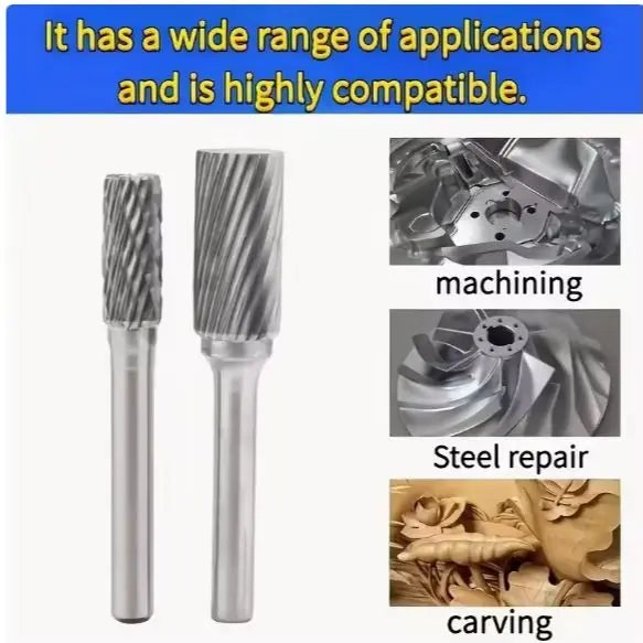 10Pcs Wood Grinding Files, High Hardness Rotary Burrs, Heat Treated Polishing Bits for Electric Grinder Deburring Drilling Trimm