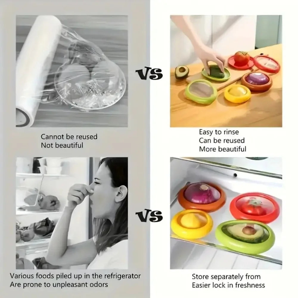 1pc/4pc Silicone Fruit and Vegetable Fresh-Keeping Box, Food Storage Container Set, Portable, Stackable and Leak Proof, Keeping