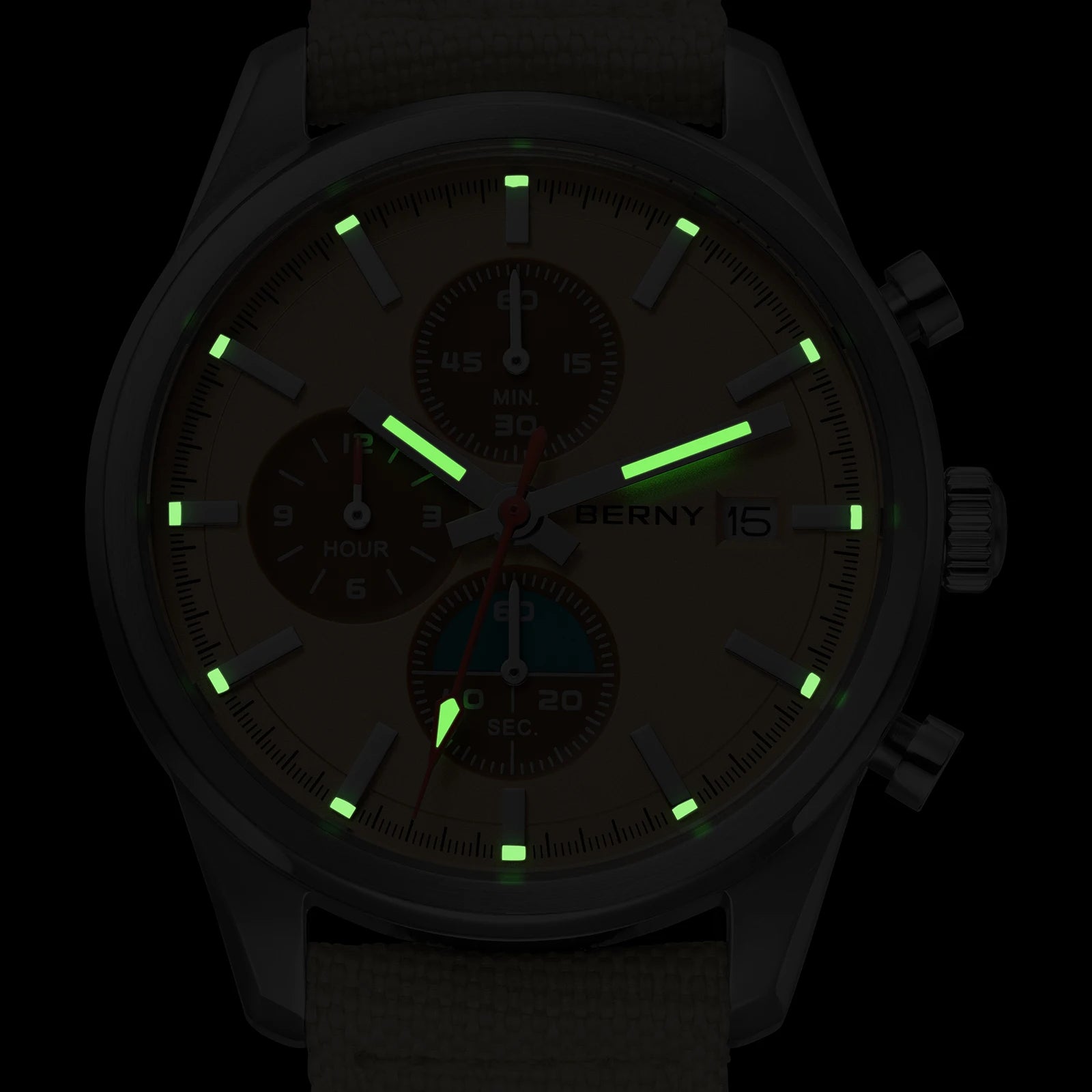 BERNY Chronograph Watch for Women/Men Sports Leisure Miyota OS10 AR Coated Sapphire Waterproof Top Fashion Sport Couple Watches