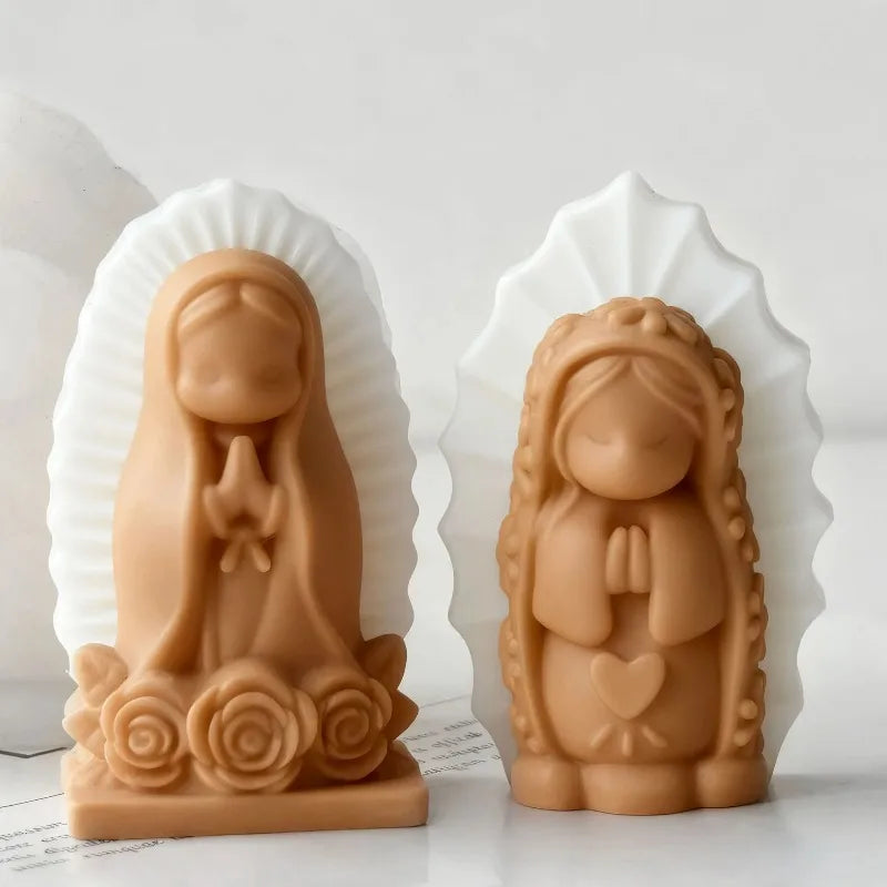 Prayer Angel Girl Silicone Mold DIY Virgin Mary Aromatherapy Candle Soap Gypsum Crafts Cement Casting Mold Home Decoration Gift