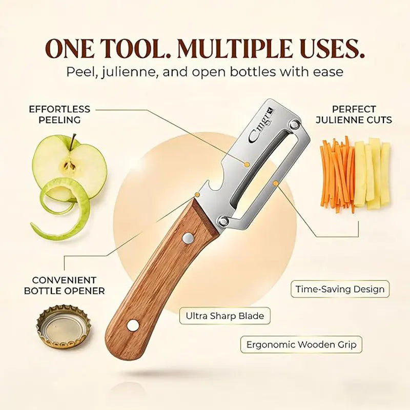 Stainless Steel Wooden Handle Peeler High-Looking Kitchen Special for Fruit and Vegetable Peeling Durable and Smooth Operation