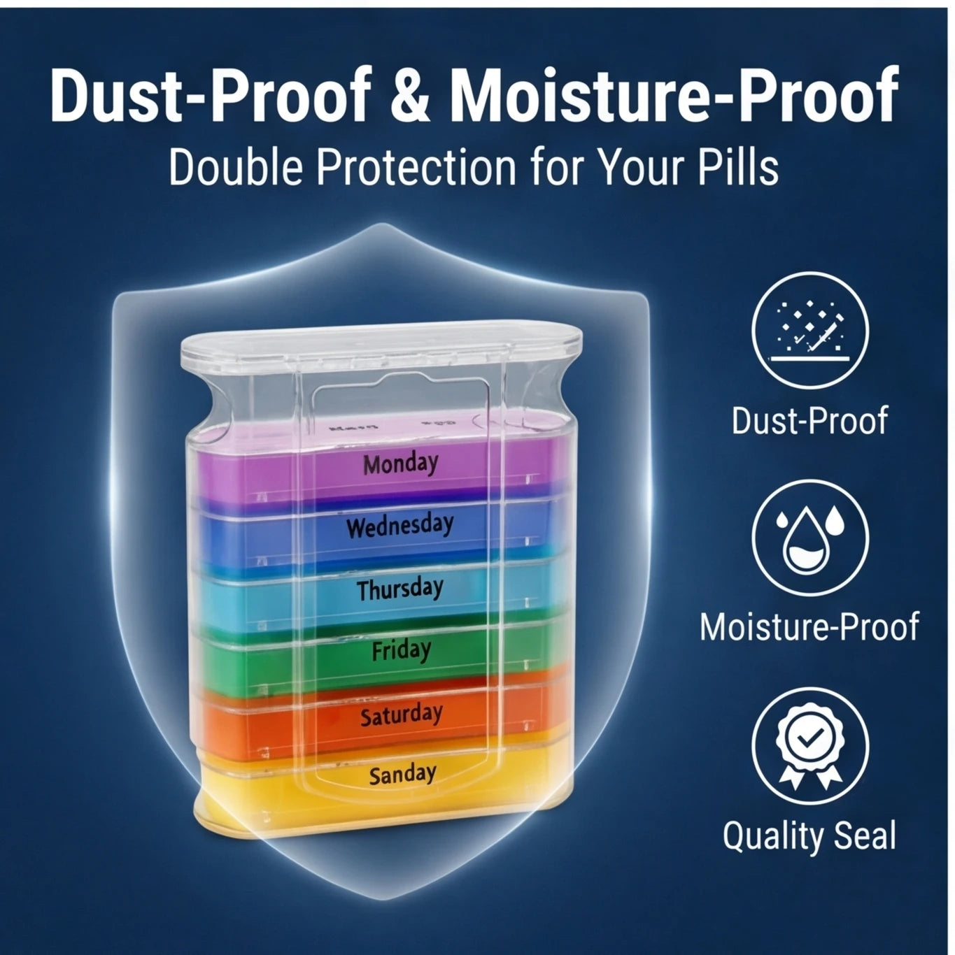 Portable 7 Days Pill Box – Colorful Stackable Design, 4 Times a Day Medicine Organizer, Plastic Storage Dispenser