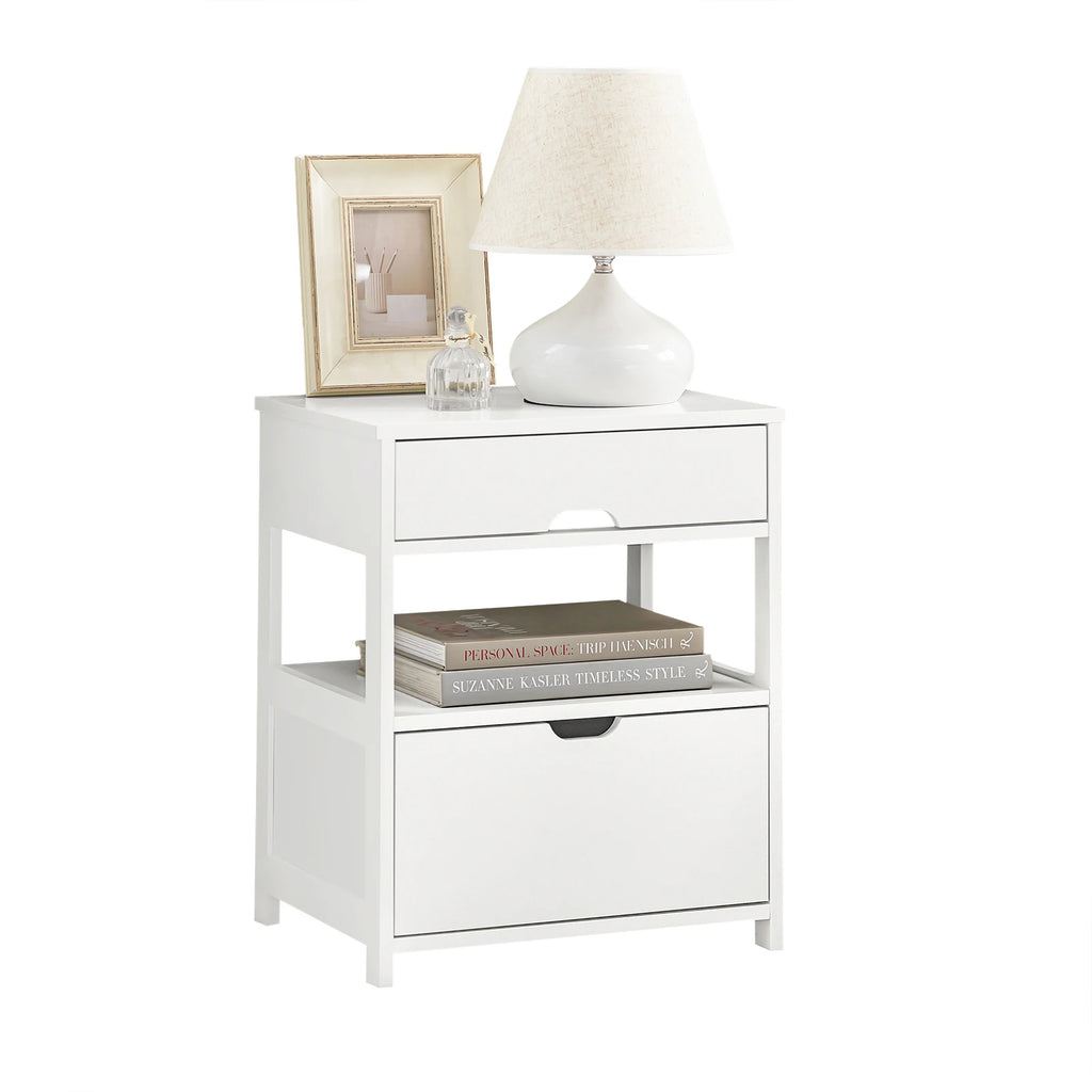 SoBuy FRG258-W side table bedside table bedside cabinet with 2 drawers and 2 shelves, BHT approx.: 45x55x38cm