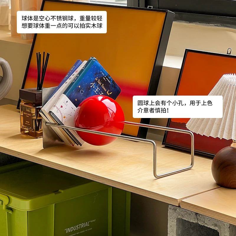 Creative Gravity Ball Bookstand Mid-Century Bauhaus Decor Organizer Novelty Desktop Magazine Holder Chic Office Newspaper Rack
